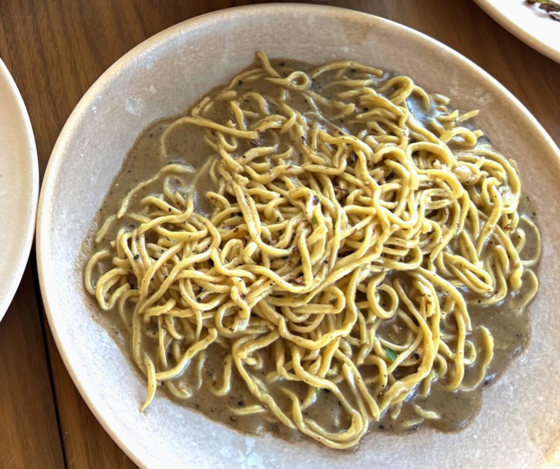 Plate of fresh egg noodles