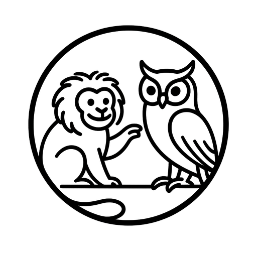 Oi! logo — golden lion tamarin and owl
